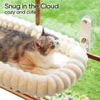 Foldable Cordless Cat Window Perch with Bolster Bed