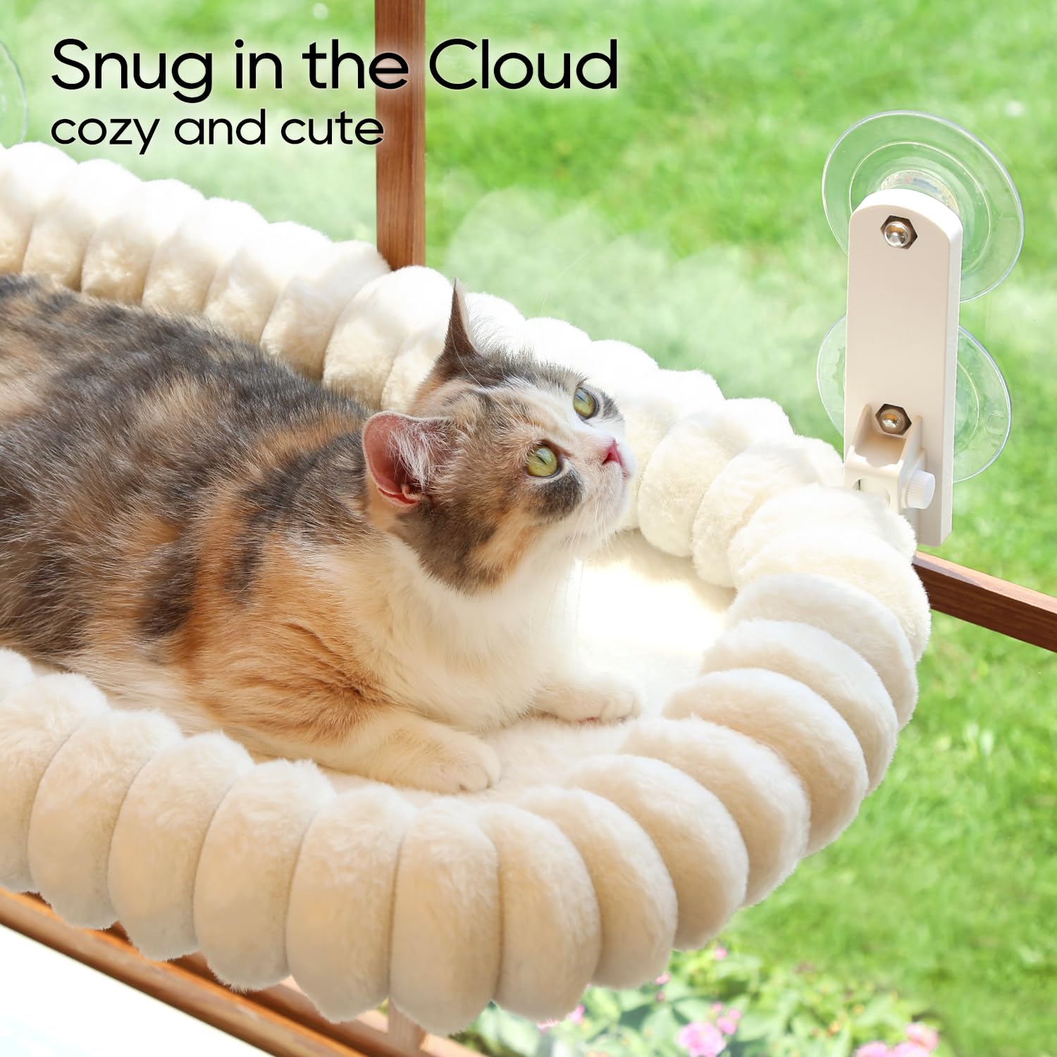 Foldable Cordless Cat Window Perch with Bolster Bed