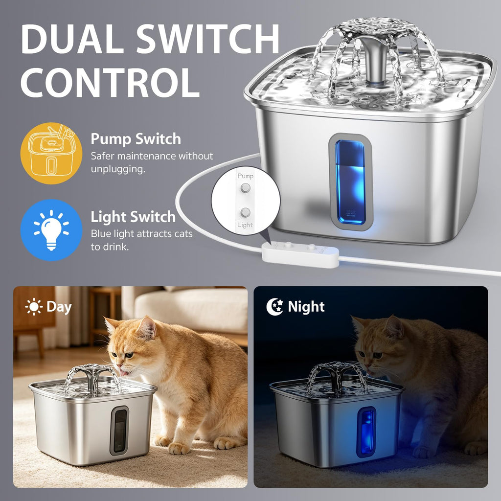 Stainless Steel Automatic Pet Water Fountain with Filters