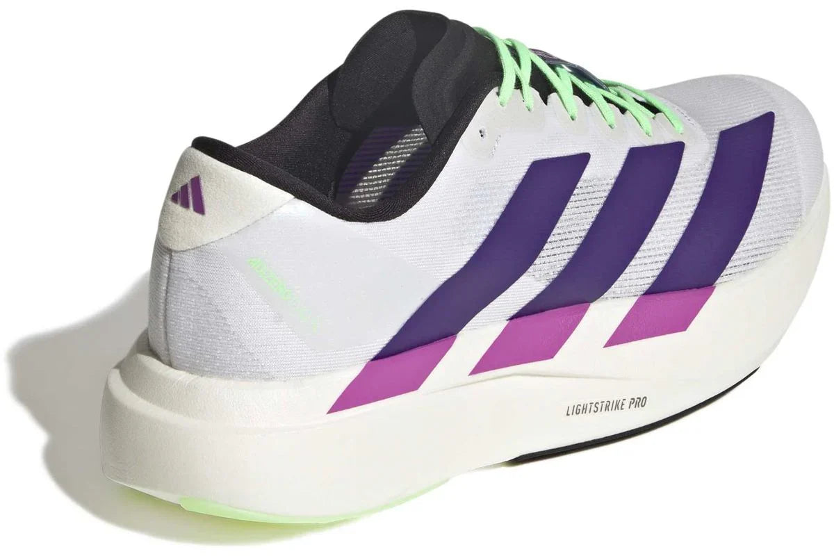 Men's Adidas Adizero EVO SL Shoes - Cloud White/Collegiate Purple/Lime Burst