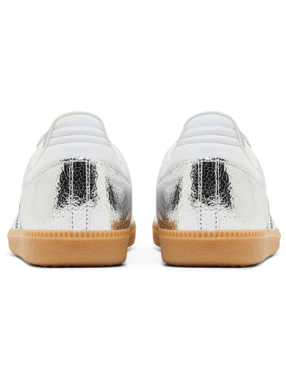 Adidas Originals Women's Silver Cracked Leather Samba OG Sneakers, JR0035